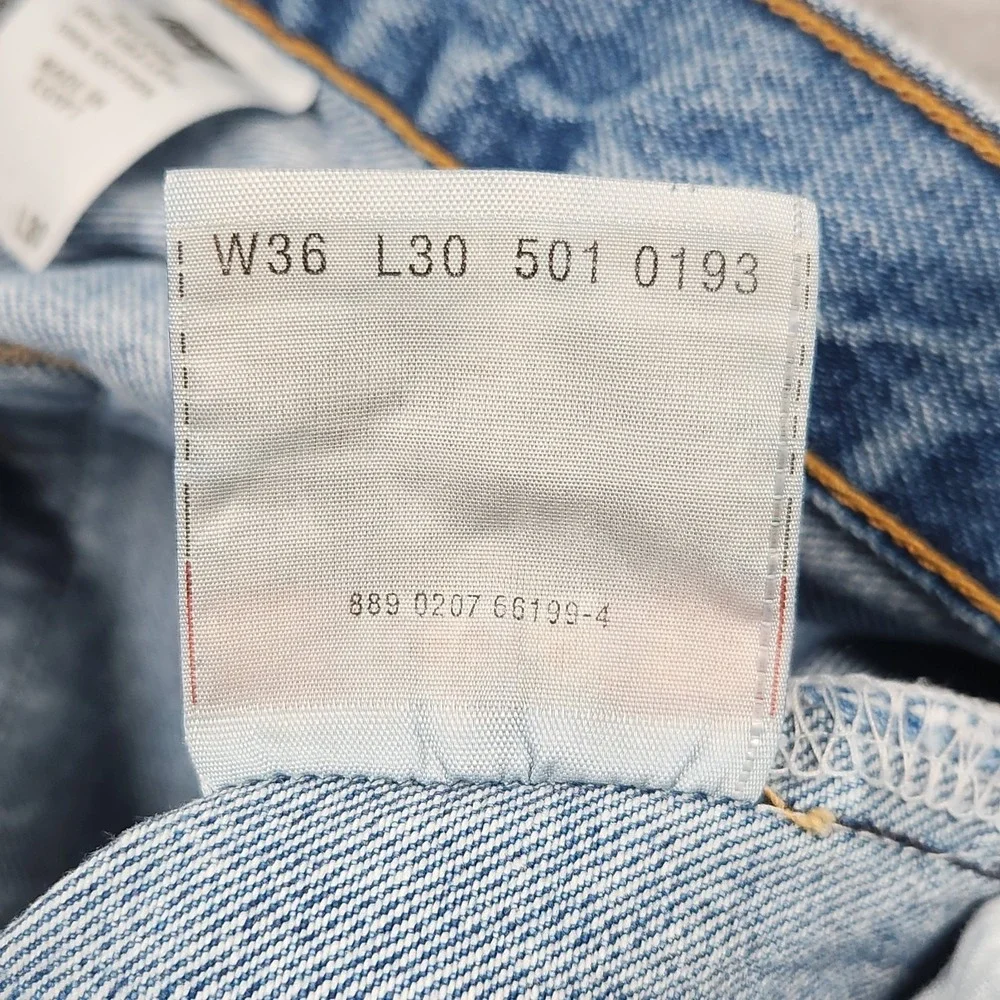 Vintage Levi's 501 Jeans 36x30 Blue Original Jeans Button Fly 100% Cotton Denim